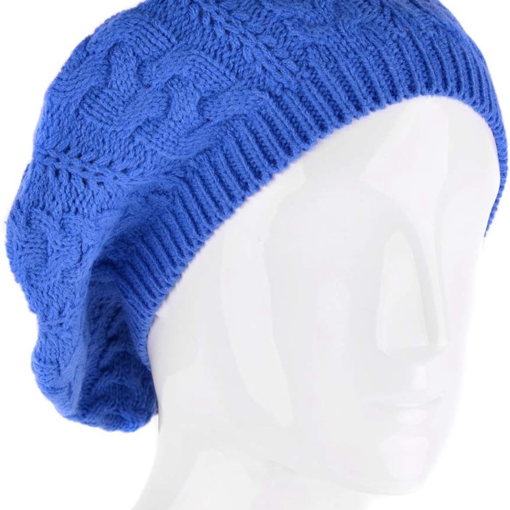 Blue soft Beanie, Chic, and Lightweight Crochet Knitted Style Beani… - Picture 3 of 5